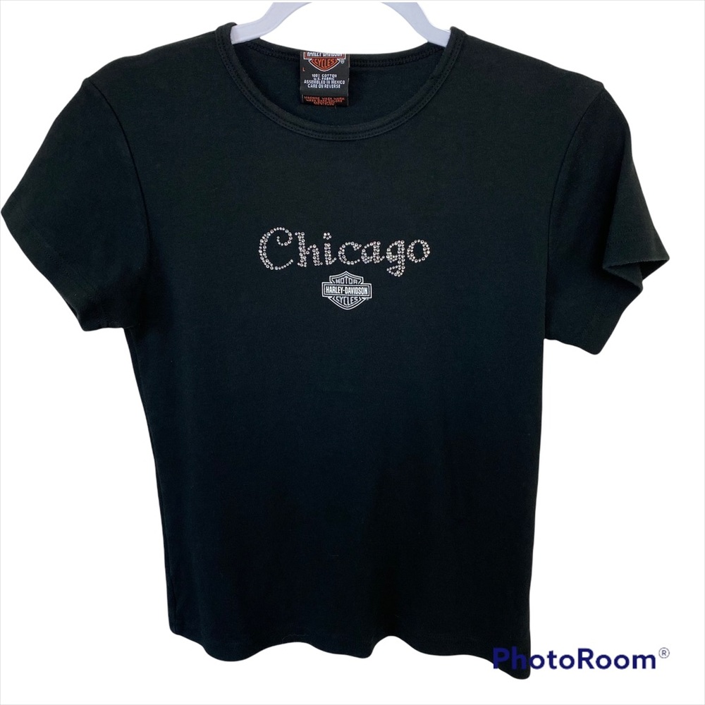 Harley Davidson Chicago Women’s Rhinestone T-shirt Top
